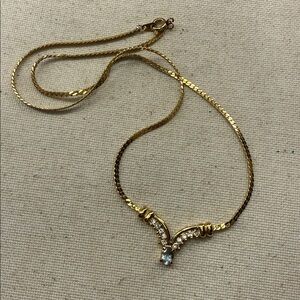 Vintage Dainty Necklace Blue Stone 18”